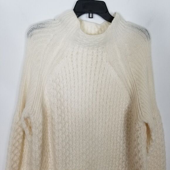 Anthropologie Women Alpaca Blend Bia Chunky Knit Tunic Sweater Sz L Cream Boho - Picture 3 of 8
